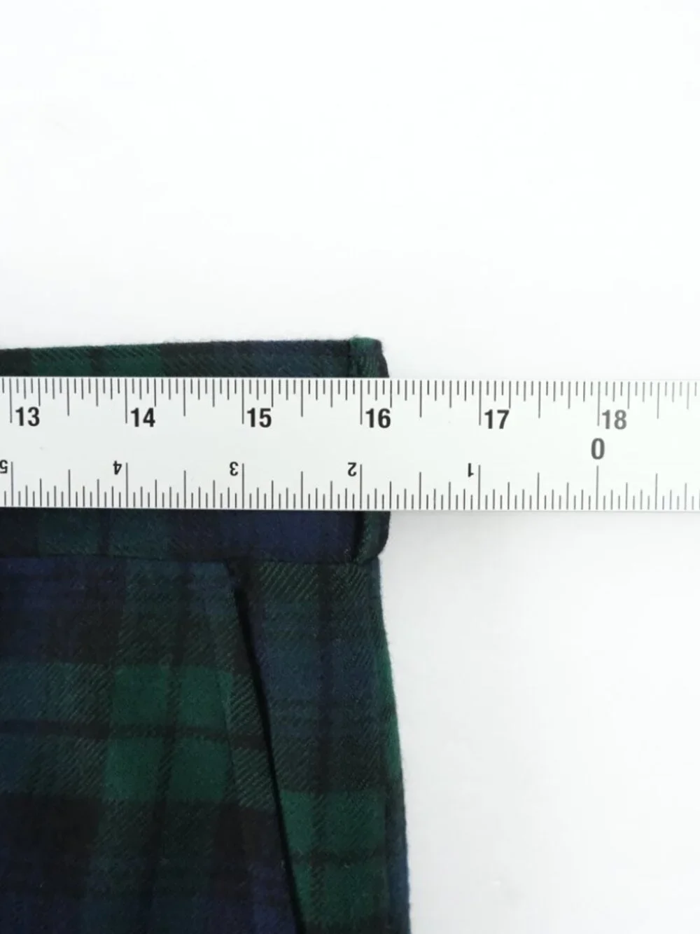 Vintage 90s Tartan Wool pants Green blue plaid trousers talon 31x29.5 Jos a Bank